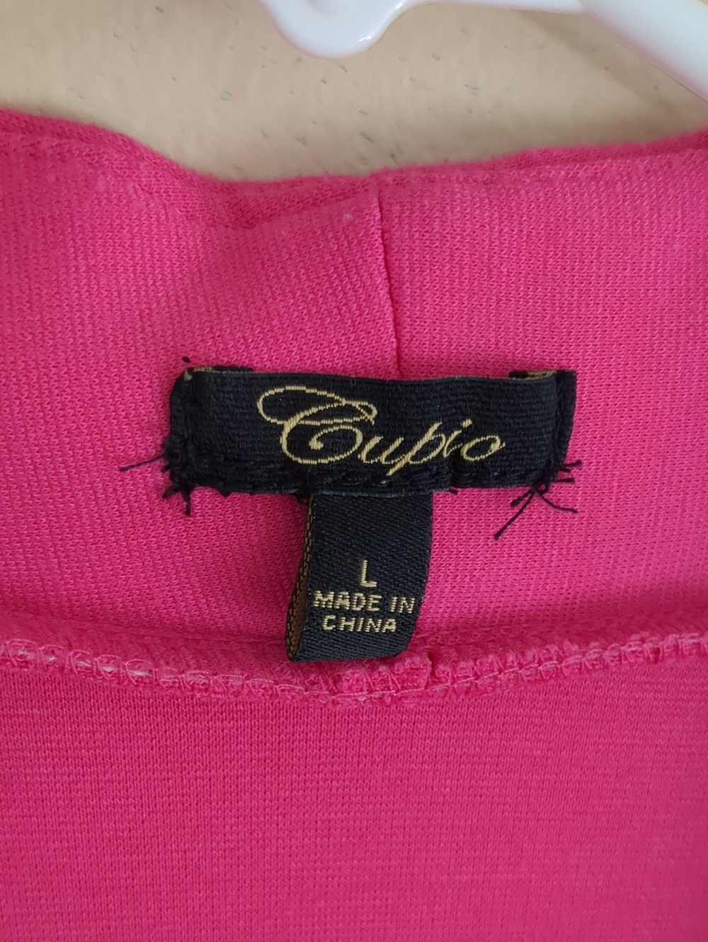 Large Cupio Hot Pink Ruffle Long Line Jacket - Picture 4 of 14